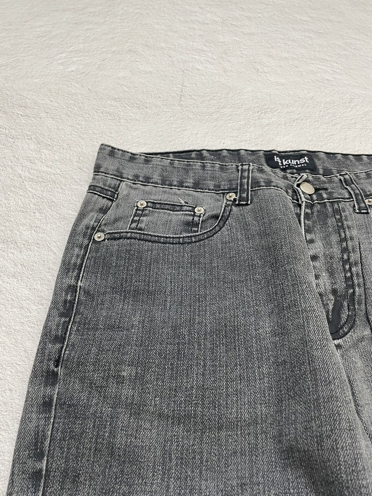 If Six Was Nine 2000s Washed Dark Grey Denim Y2K Size US 32 / EU 48 - 3 Thumbnail
