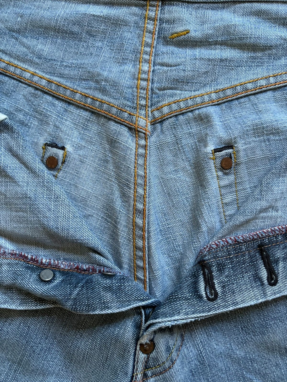 Evisu × Japanese Brand Vintage Japanese Evisu Seagulls Blue Wash Jean Shorts Size US 33 - 3 Thumbnail