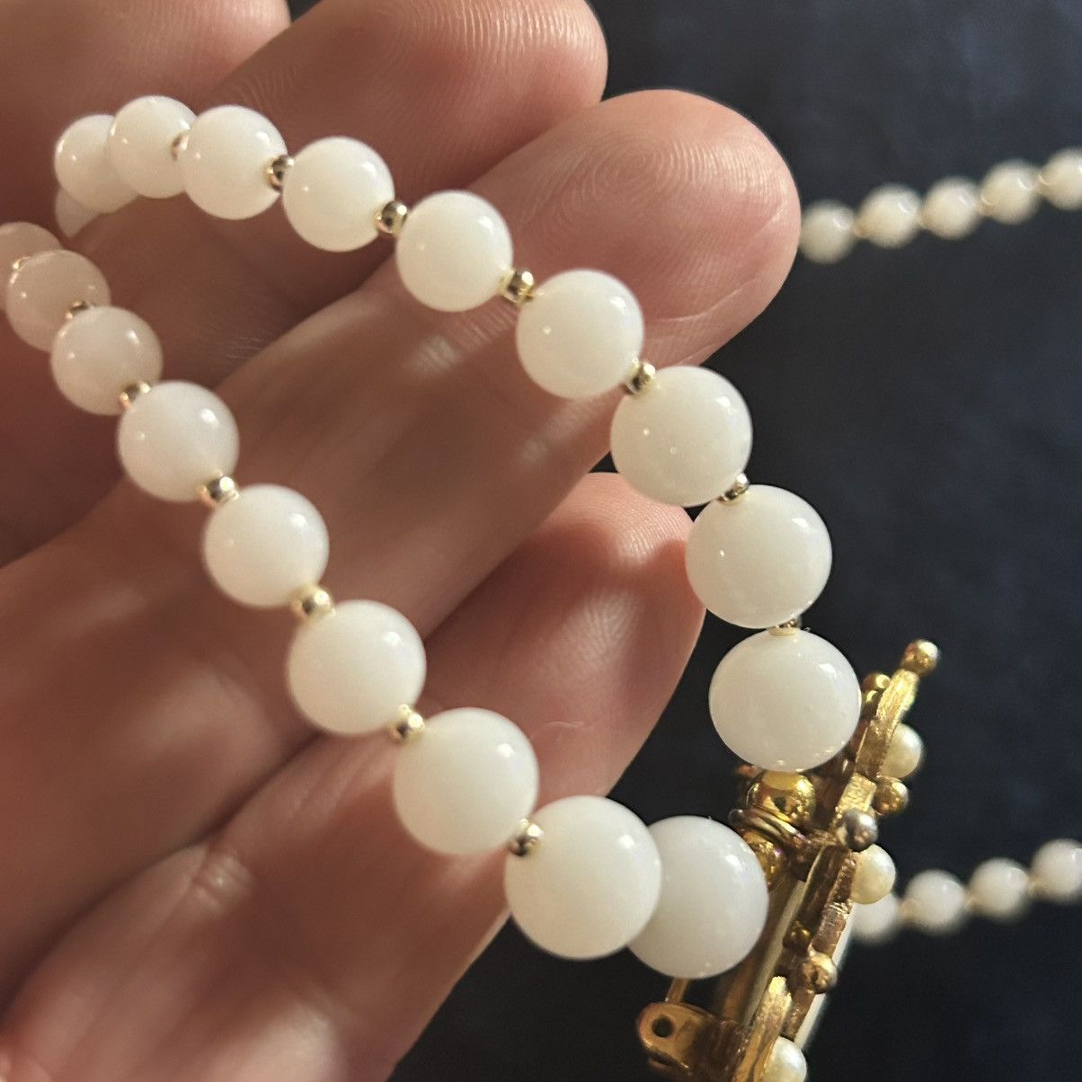 Handmade Handcrafted graduated milky quartz mother of pearl necklace Size ONE SIZE - 10 Thumbnail