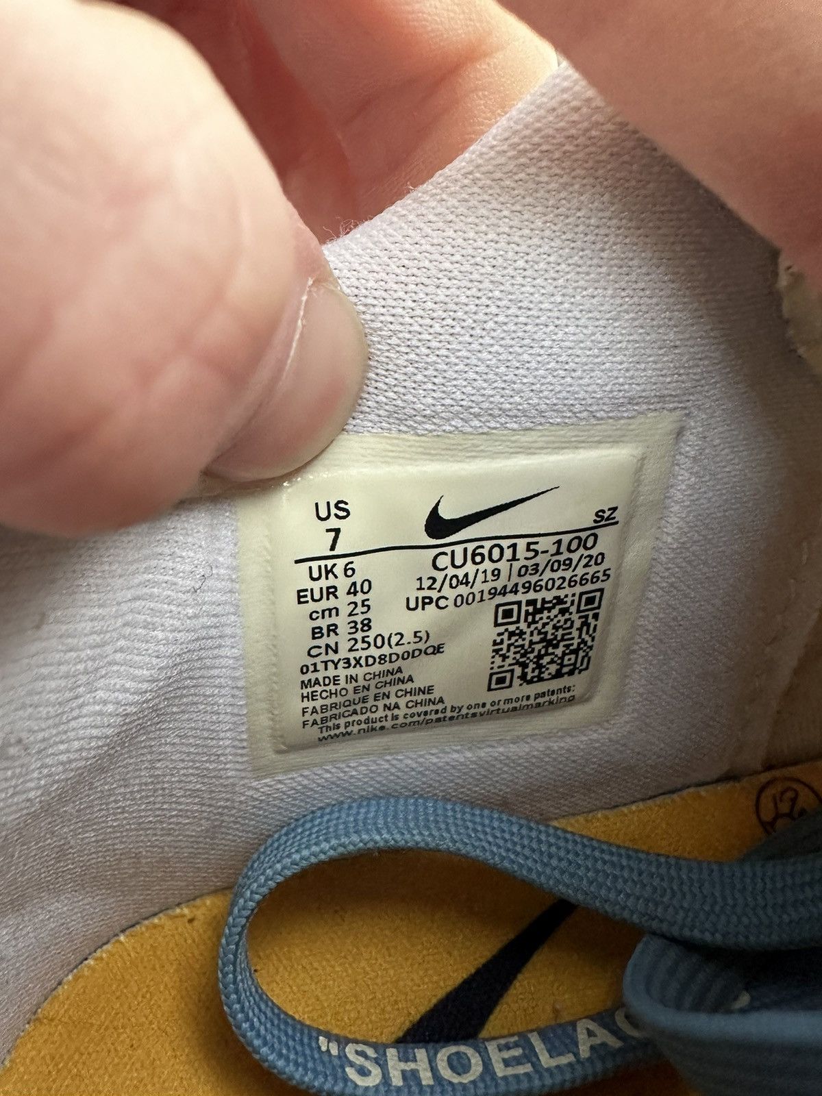 Nike Off-White Rubber Dunk University Blue size 7