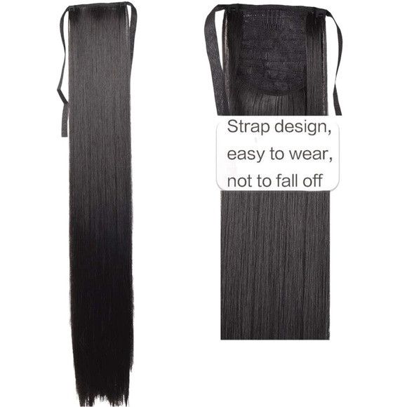 Other 34 Inches Black Synthetic Ponytail Hair Extension Size ONE SIZE - 4 Thumbnail