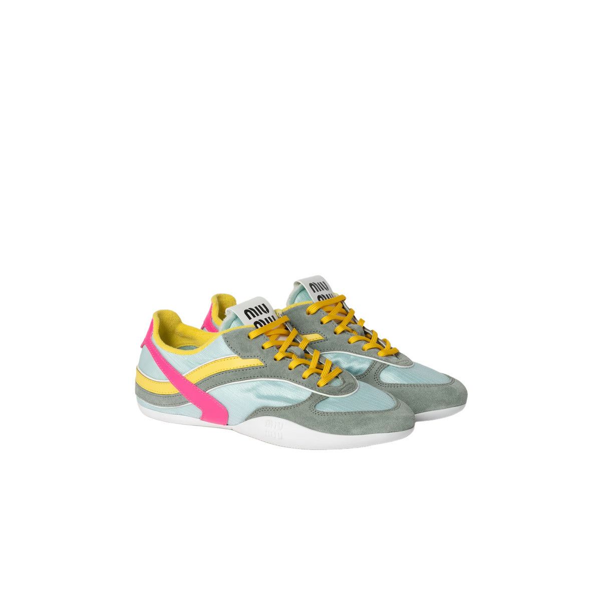 MIU MIU Gymnasium $1050 Anise/Fuchsia Sneakers New & Authent