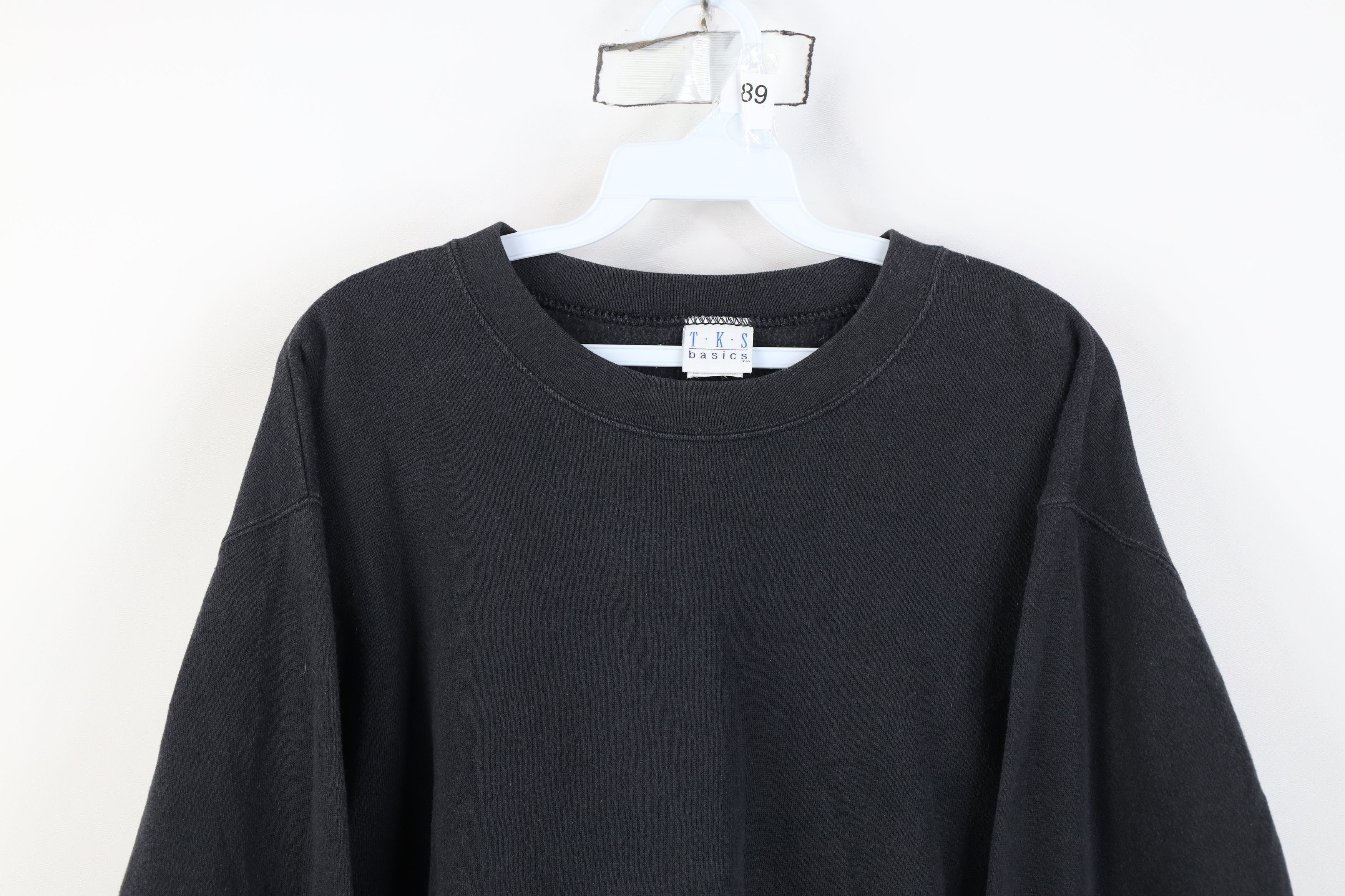 Vintage Vintage 90s Streetwear Blank Crewneck Sweatshirt Black Size L / US 10 / IT 46 - 2 Thumbnail