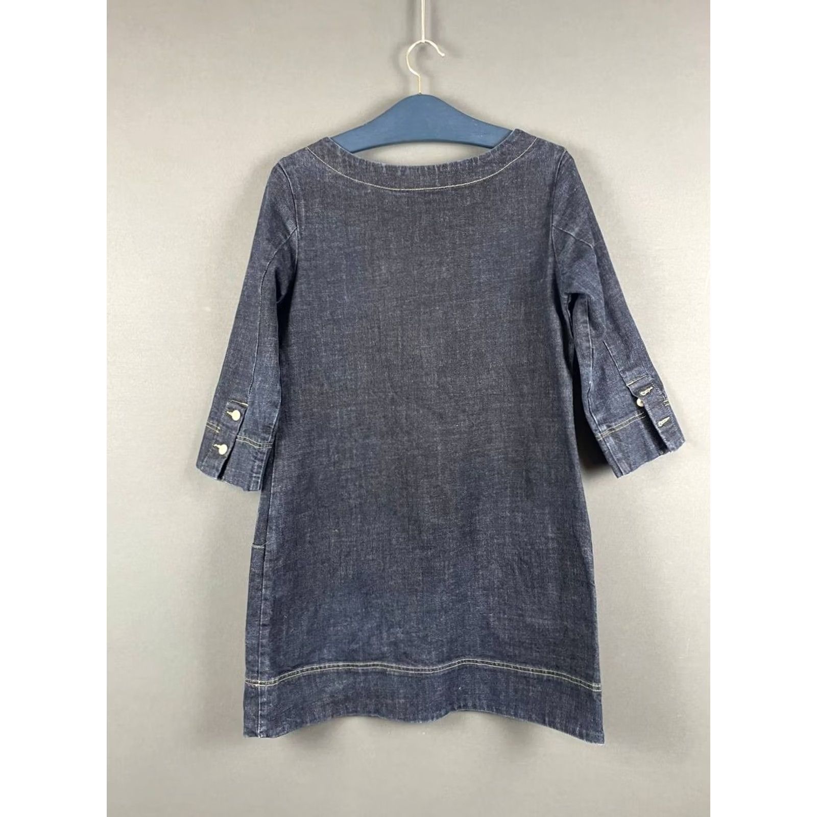 Vintage U.S. BUYERS: PLEASE NOTE Toast Womens Tunic Dress Size 12 Blue Denim Cotton Scoop Neck Long Sleeve Size XL / US 12-14 / IT 48-50 - 6 Thumbnail