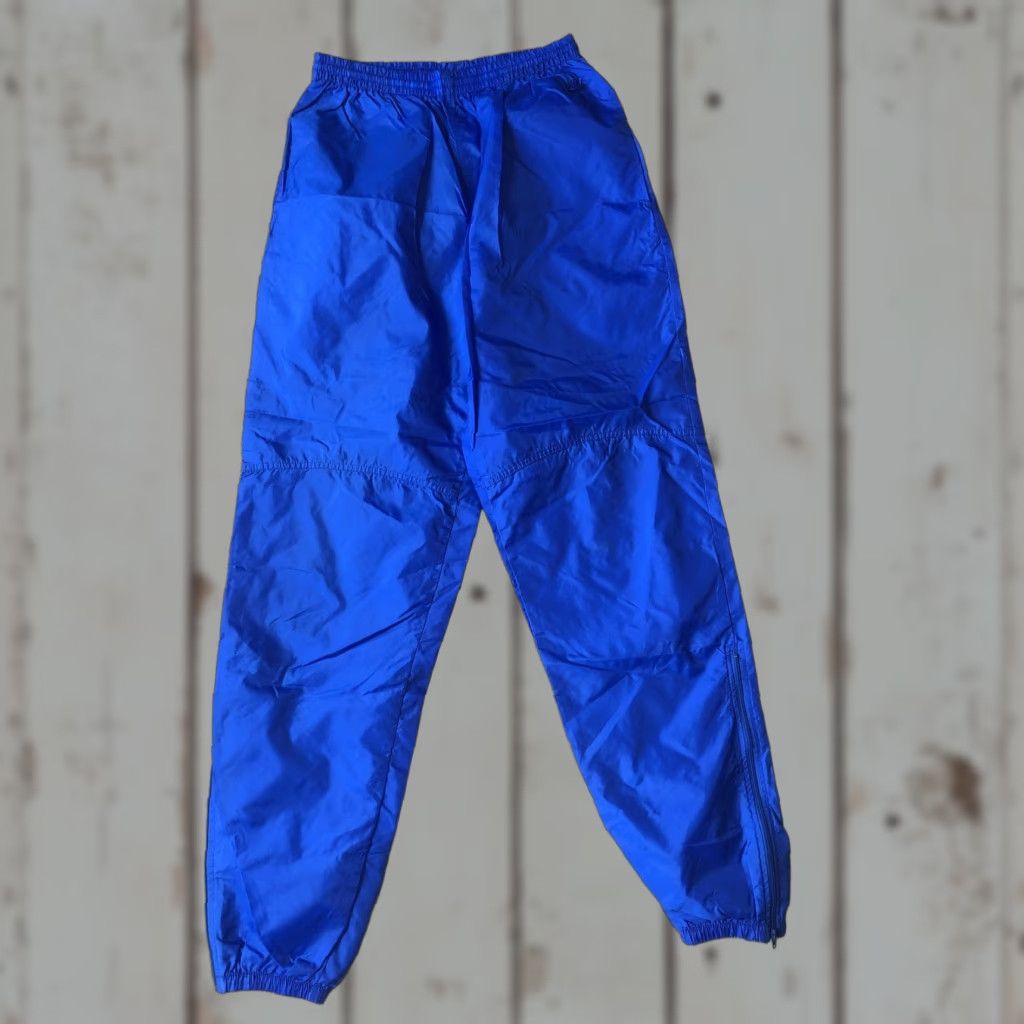 Nike VINTAGE Nike Track Pants Mens L Blue Nylon Warm Up Windbreaker Athletic 90s Size US 33 - 1 Thumbnail