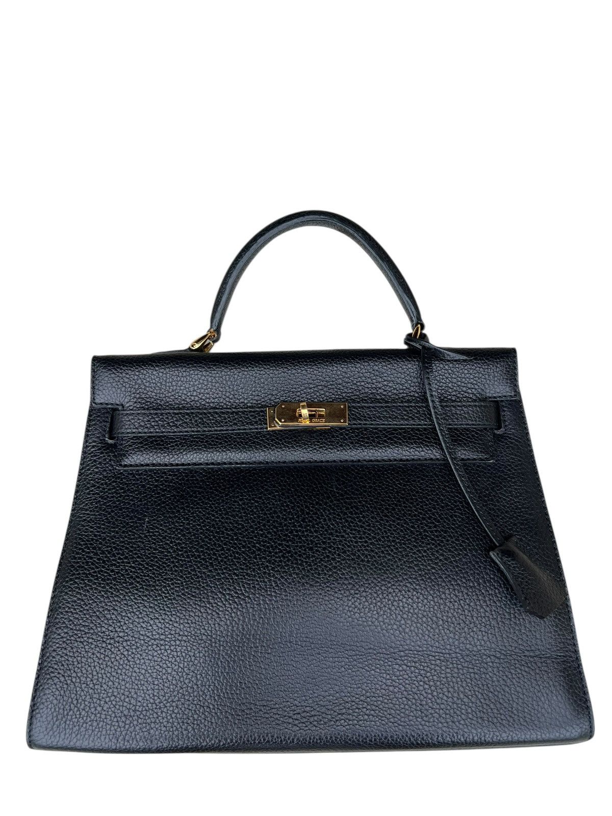 Leather Royal Grace Paris Black Leather Kelly Bag Size ONE SIZE - 1 Thumbnail