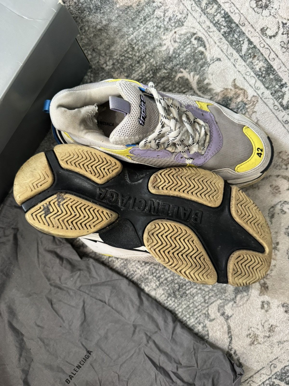 Balenciaga Balenciaga Triple S Purple Blue Yellow Size US 8 / EU 41 - 4 Thumbnail