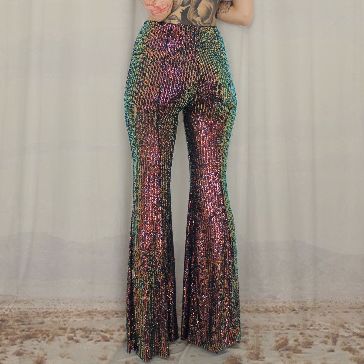 Vintage 🪩RAINBOW SEQUINS PANTS🪩 Size 28" / US 6 / IT 42 - 3 Thumbnail