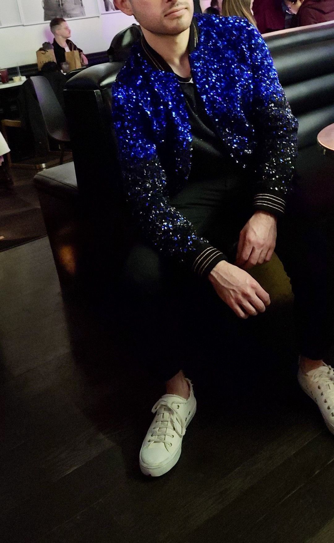 Saint Laurent Paris Saint Laurent Paris Teddy Varsity Sequin Bomber Jacket Blue Size US XS / EU 42 / 0 - 12 Thumbnail