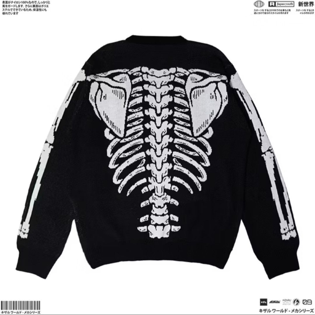 Japanese Brand Kimimara black colour skull Japanese knitwear sweater Size US L / EU 52-54 / 3 - 4 Thumbnail