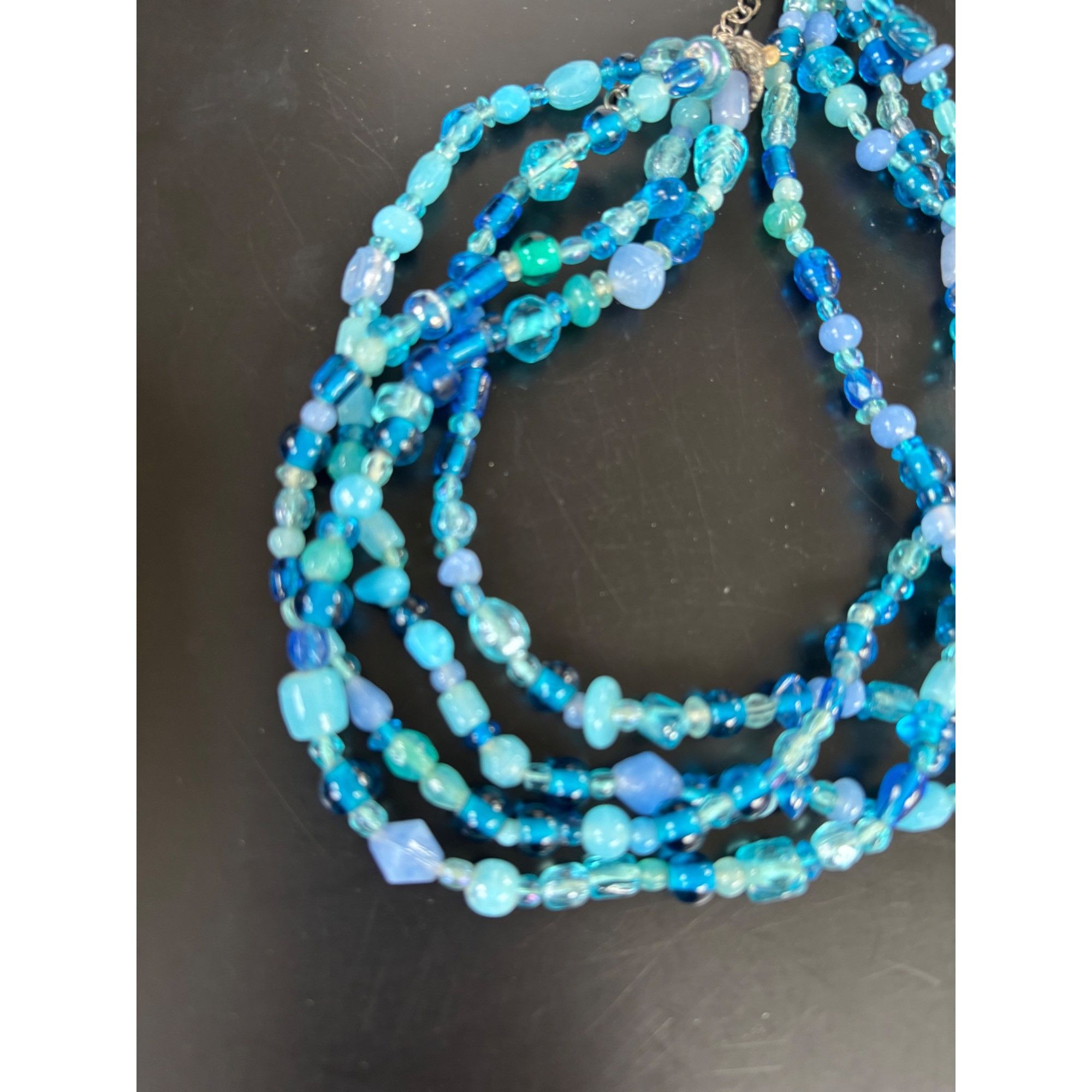 Other Multi-Strand Blue Beaded Glass Necklace Adjustable 18"-22" B Size ONE SIZE - 5 Thumbnail