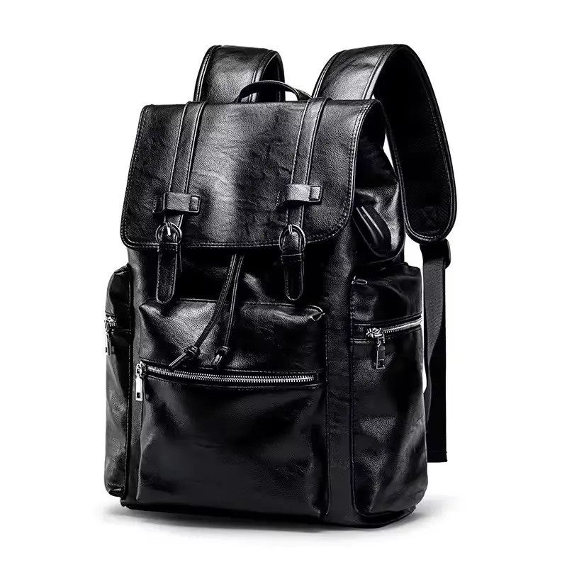 Japanese Brand Large Capacity Streetwear PU Leather Backpack Bag Size ONE SIZE - 1 Thumbnail