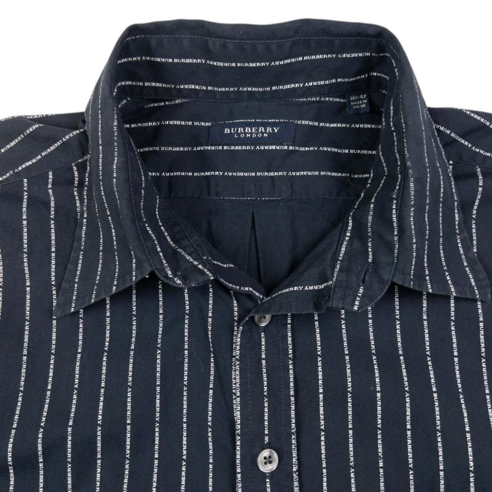 Burberry Vintage Burberry Text Stripe Long Sleeve Button Up Shirt L Size US L / EU 52-54 / 3 - 3 Thumbnail