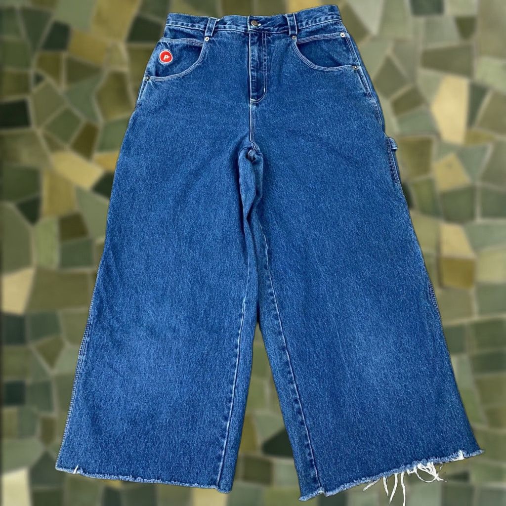VINTAGE Pluggo Womens Jeans Size 15 Wide Leg High Waist Denim 90s Grunge Y2K
