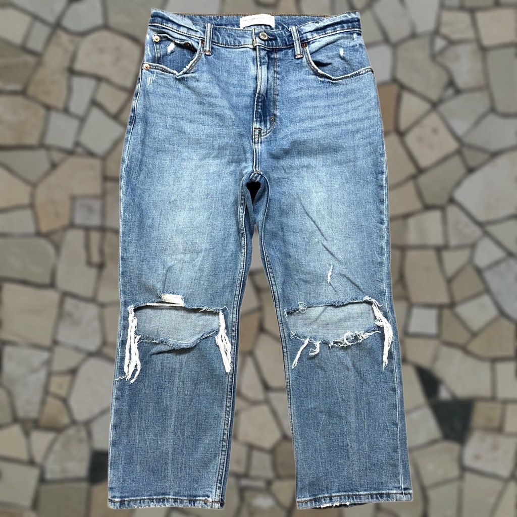 Abercrombie & Fitch Abercrombie & Fitch Jeans Ankle Regular 29/XS Blue 5-Pocket Distressed Stretch City 90s Womens Size 29" - 1 Thumbnail