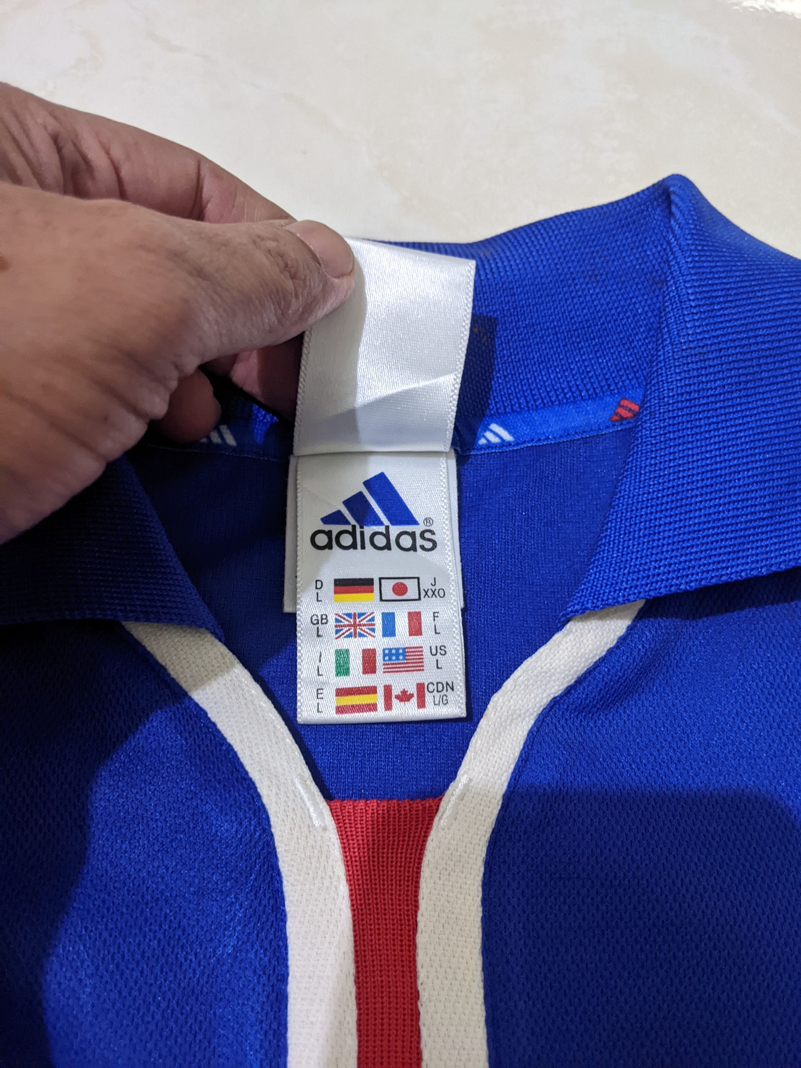 Adidas France euro 2000 home Zidane Jersey football shirt Size US L / EU 52-54 / 3 - 6 Thumbnail
