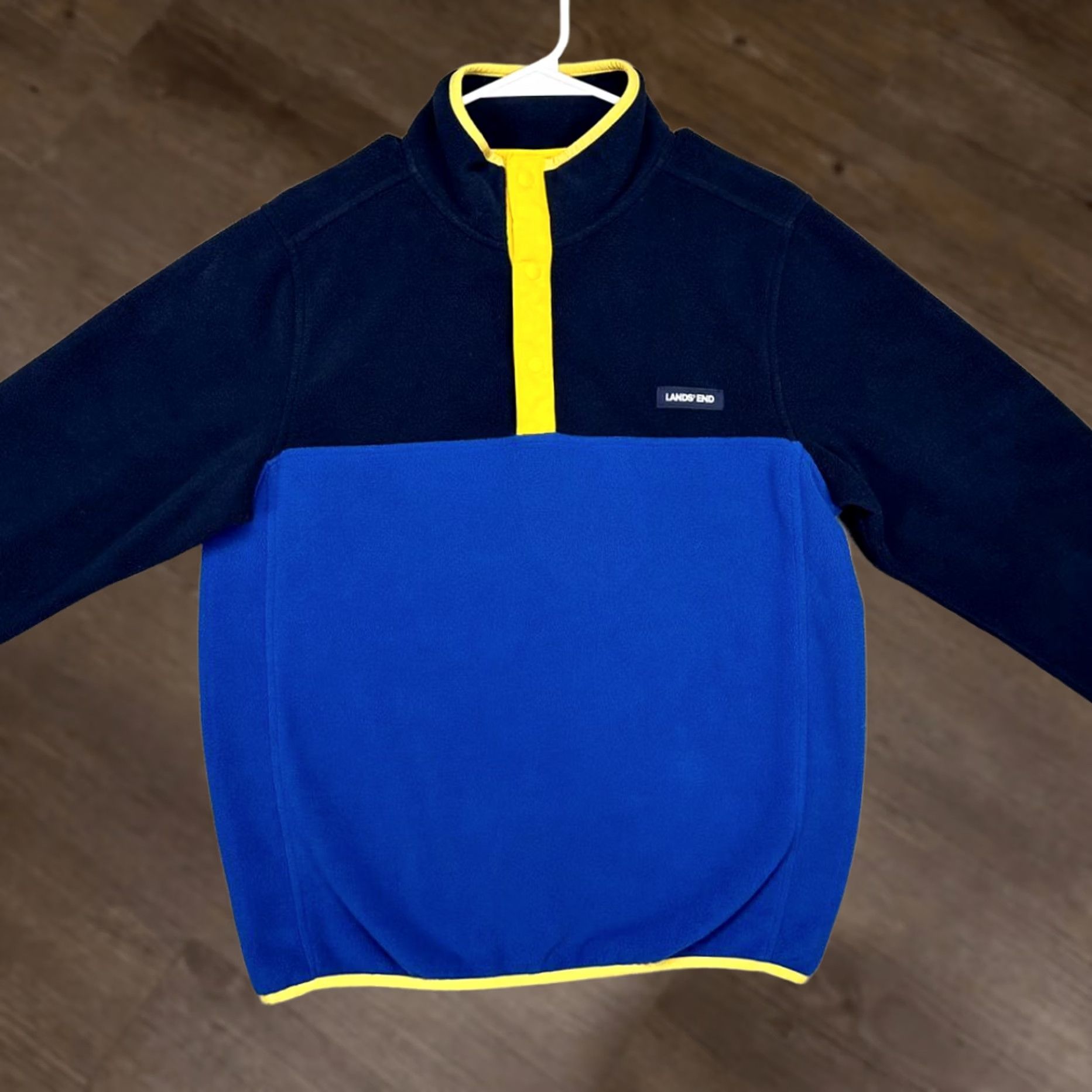 Lands' End Lands' End Jacket Pullover Mens Small Navy Colorblock Fleece Snap Mock Pullover Casual Outdoor Walking Mens Size US S / EU 44-46 / 1 - 1 Thumbnail