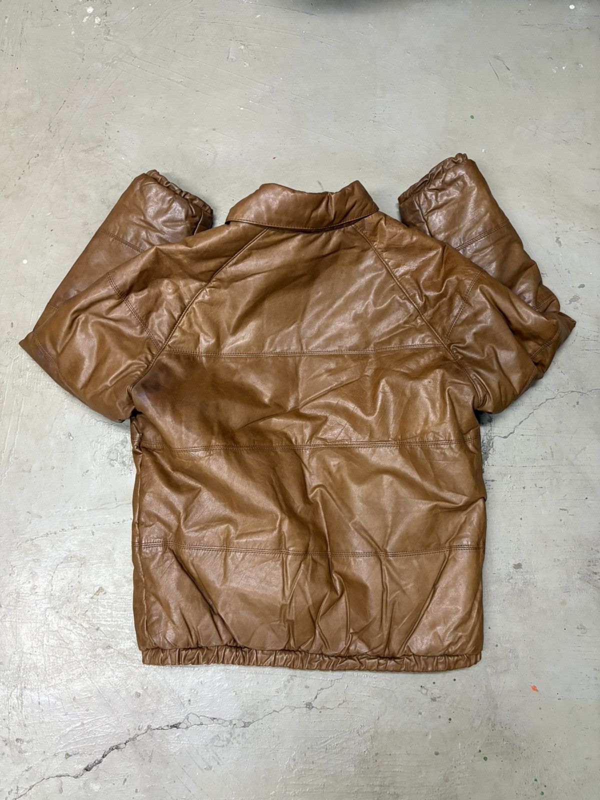 Vintage KanyeWest Vintage Brown Synthetic Leather Puffer Jacket Size US M / EU 48-50 / 2 - 2 Thumbnail