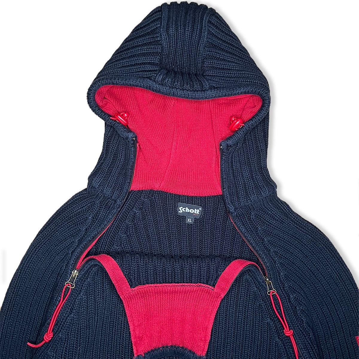 Schott 2004 Schott NYC Dual Zip Balaclava Knit Size US XL / EU 56 / 4 - 7 Thumbnail