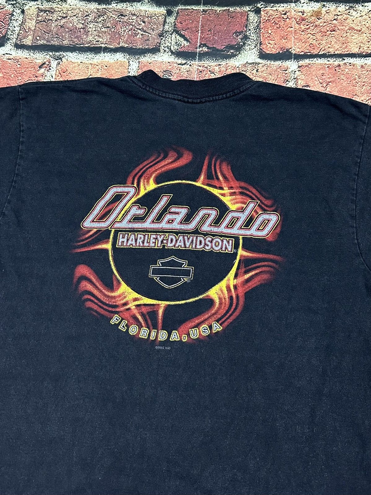 Harley Davidson × Vintage Vintage Harley-Davidson Orlando Double Sided T-Shirt Flames Size US L / EU 52-54 / 3 - 5 Thumbnail