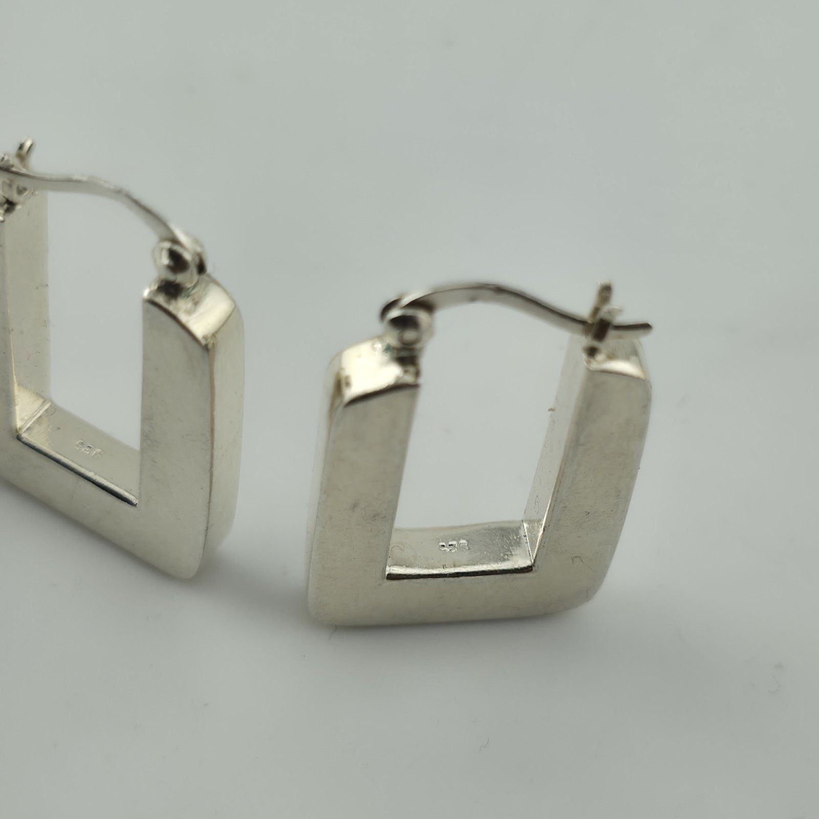 Other Sterling Silver Rectangle Hoop Earrings Minimalist Geometric Size ONE SIZE - 10 Thumbnail