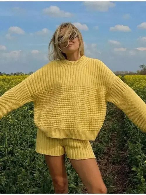Women Chic Long Sleeve O Neck Pullover Sweater