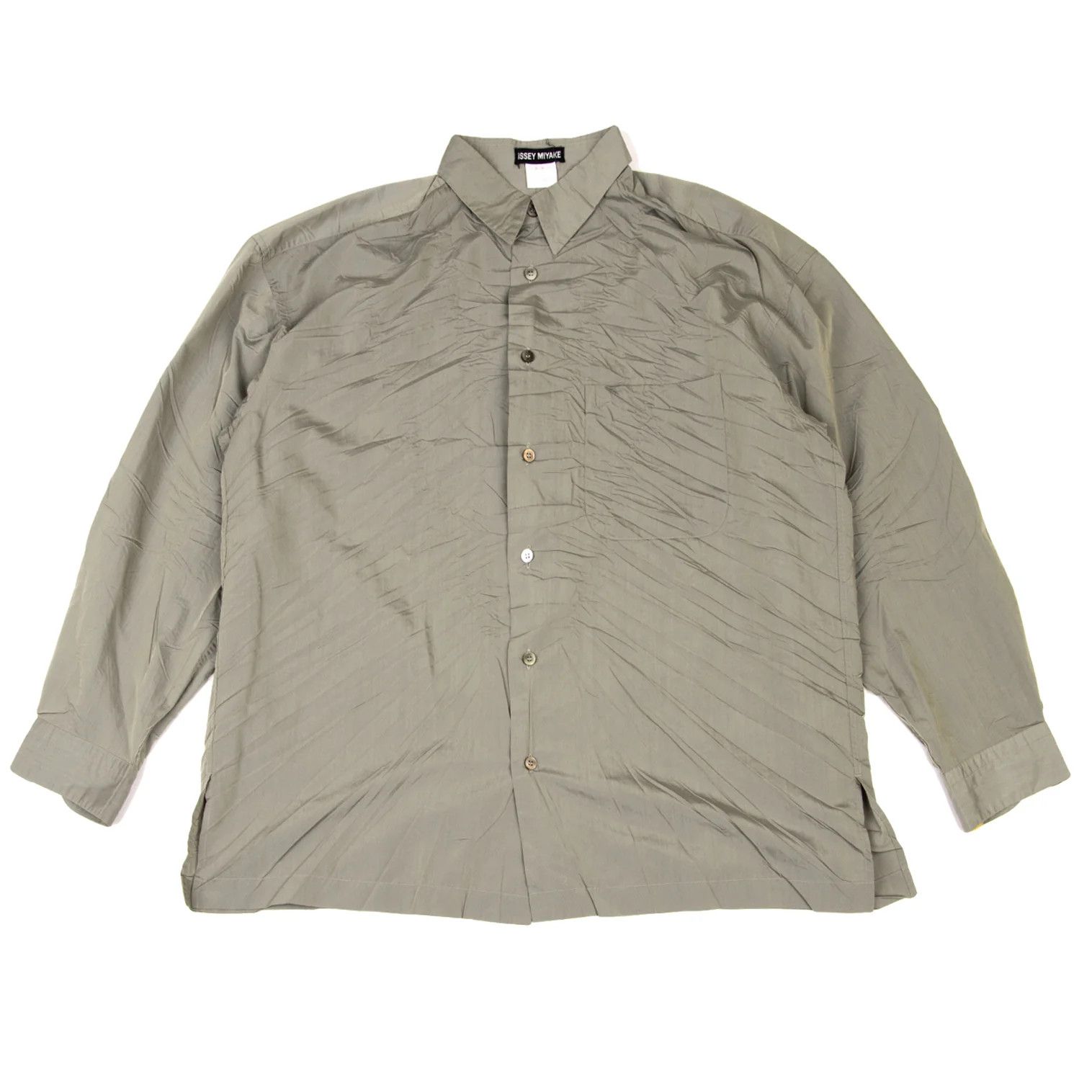 Issey Miyake Polyester Shrink-Wrinkle Shirt in Khaki L Size US L / EU 52-54 / 3 - 1 Thumbnail