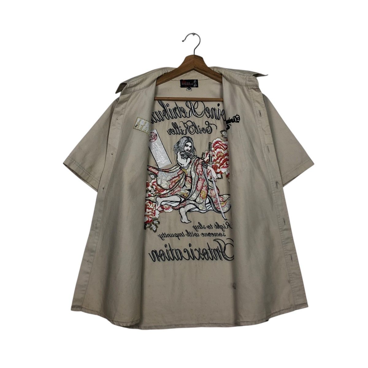 Hysteric Glamour 🔥VINTAGE WORK SHIRT BOWLING BUTTON UPS DIVINE RETRIBUTION Size US XL / EU 56 / 4 - 15 Thumbnail