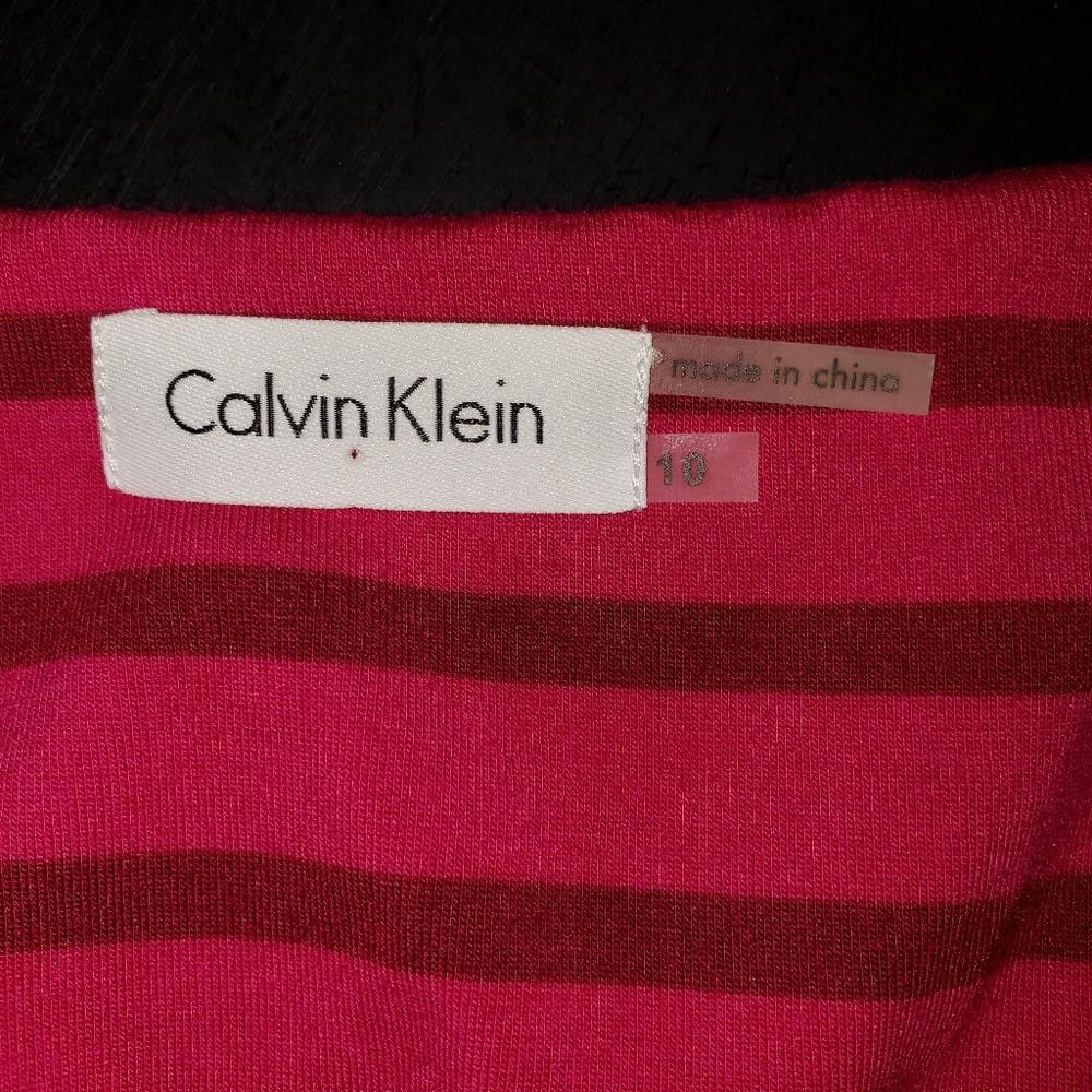 Calvin Klein CT522a Calvin Klein Striped Red Dress 10 Size L / US 10 / IT 46 - 3 Thumbnail