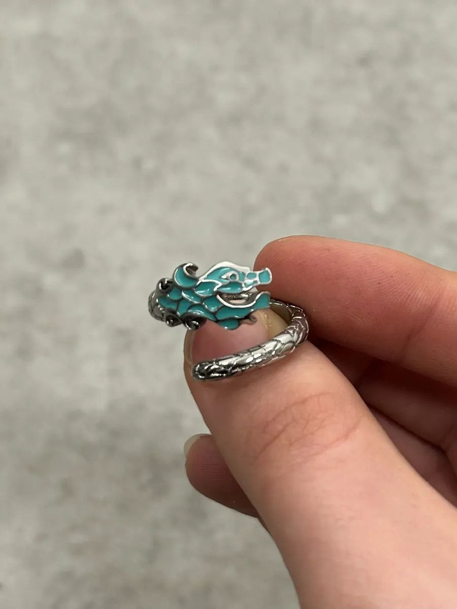 Just Cavalli 2000s Cavalli Blue Asian Dragon Metal Ring Size ONE SIZE - 3 Thumbnail