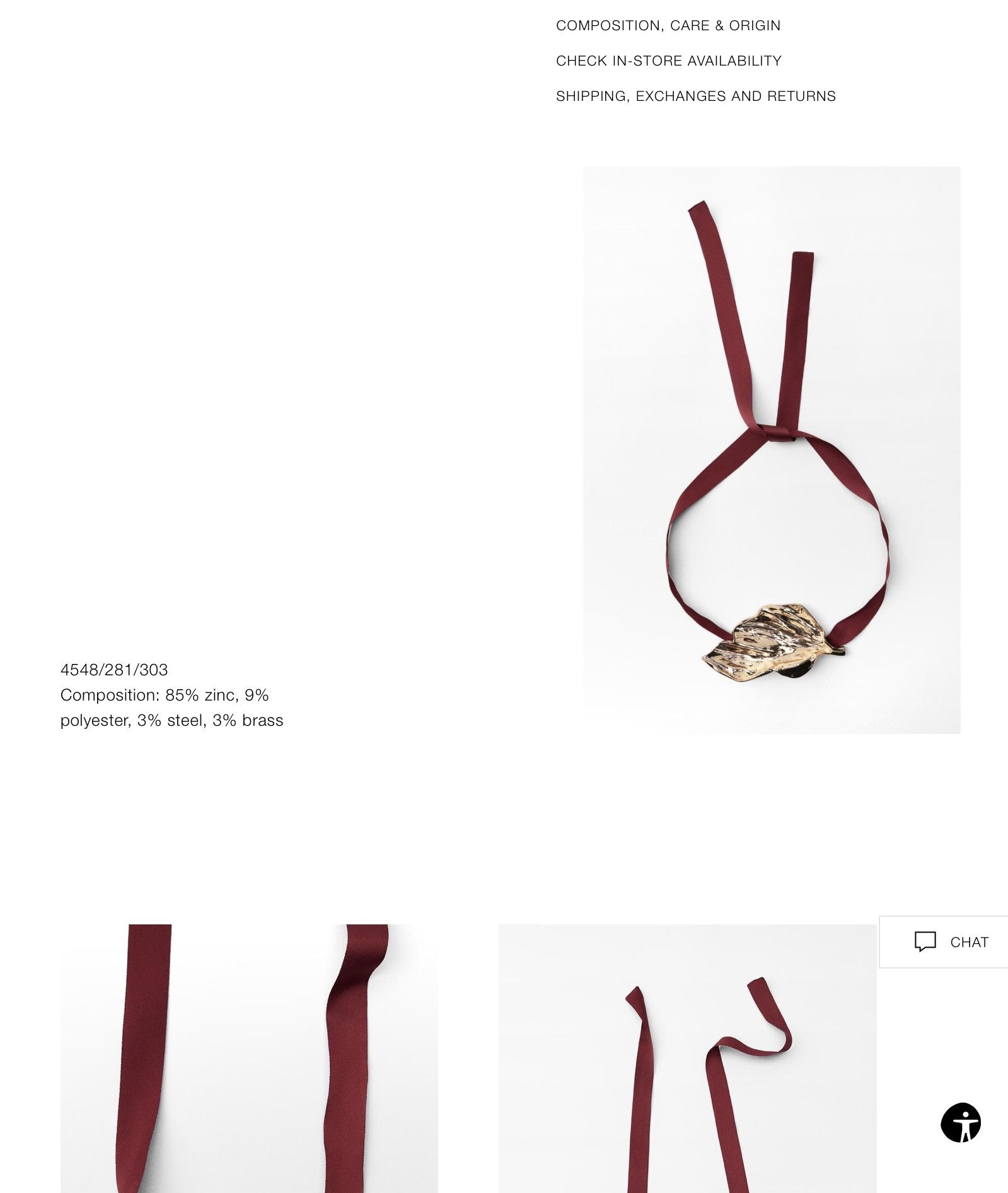 Zara Zara leaf corded necklace Size ONE SIZE - 5 Thumbnail