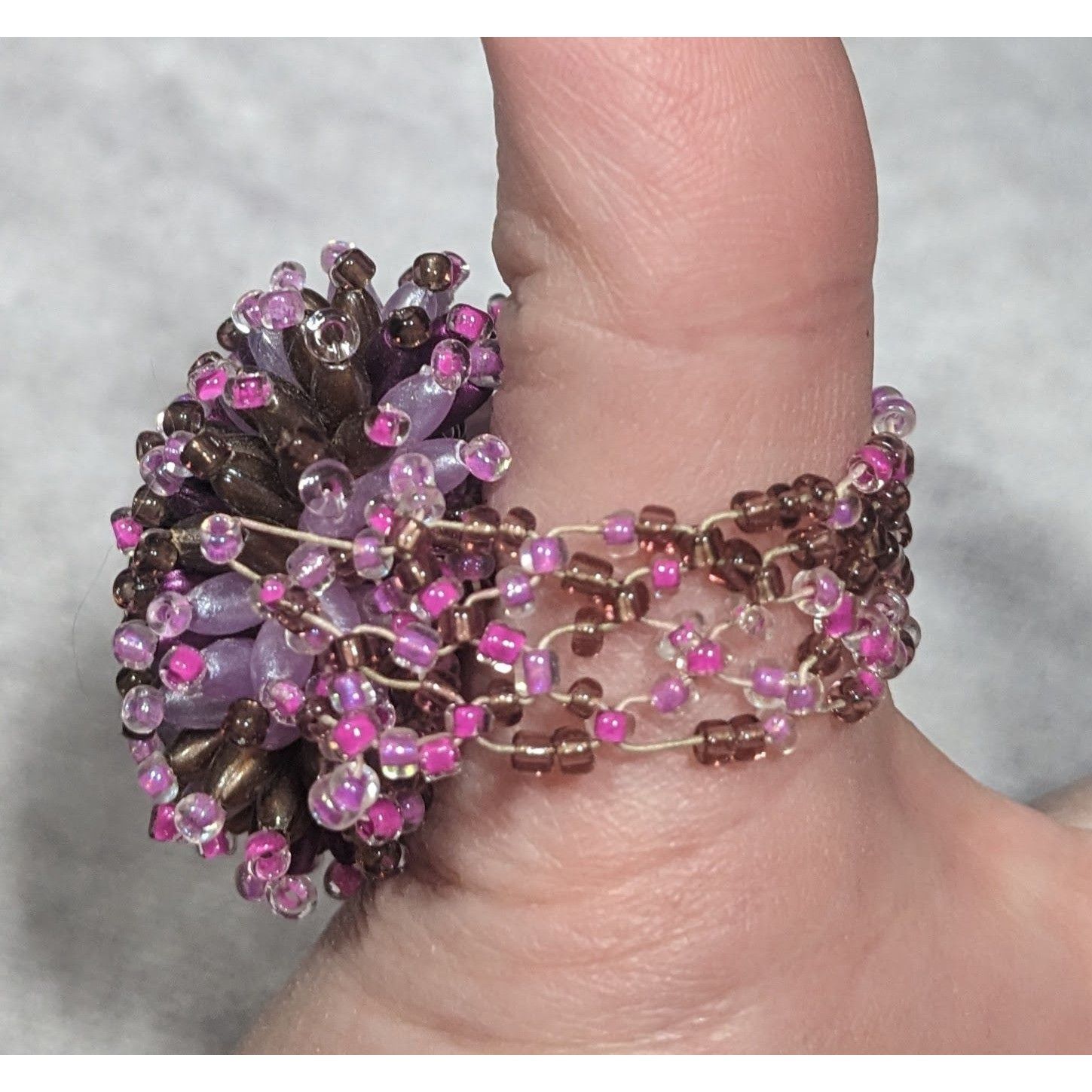 Other Fairycore Pink And Purple Glass Beaded Pompom Ring Size 14 1 Size ONE SIZE - 6 Thumbnail