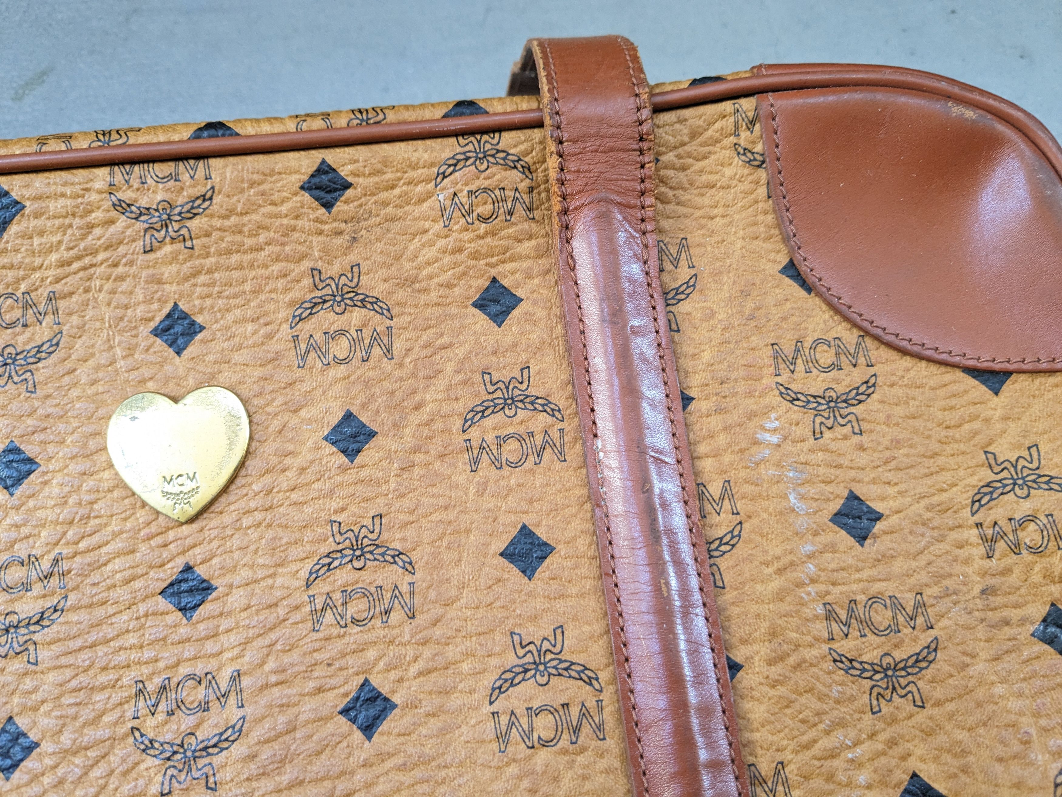 MCM MCM Travel Bag Brown Leather Monogram Cognac Vintage Size ONE SIZE - 4 Thumbnail