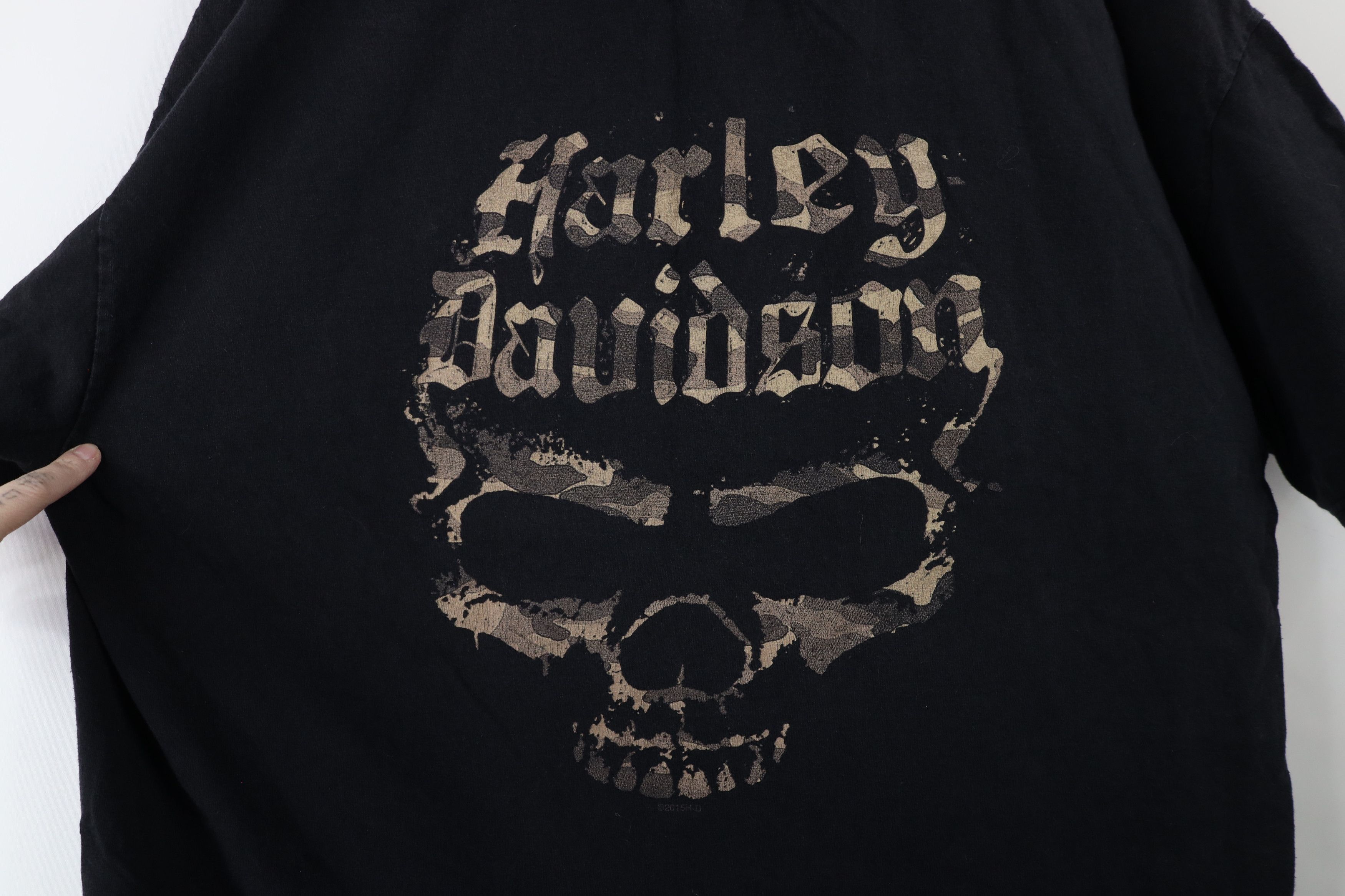 Harley Davidson × Vintage Vintage Y2K Harley Davidson Spell Camouflage Skull T-Shirt Size US XXL / EU 58 / 5 - 4 Thumbnail