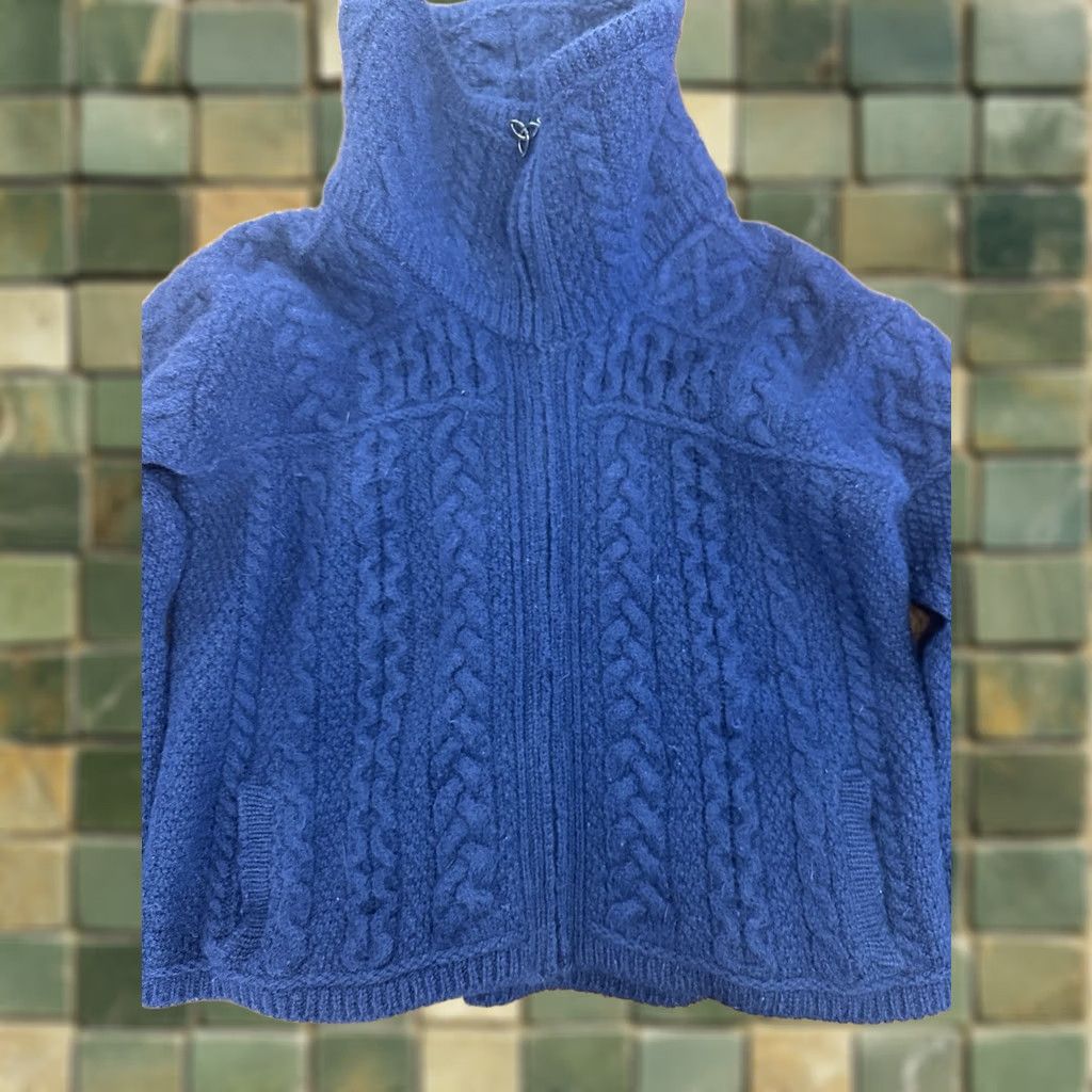 Vintage Aran Mor Women’s Merino Wool Zip Up Cardigan Sweater Jacket Fisherman Large Size L / US 10 / IT 46 - 1 Thumbnail
