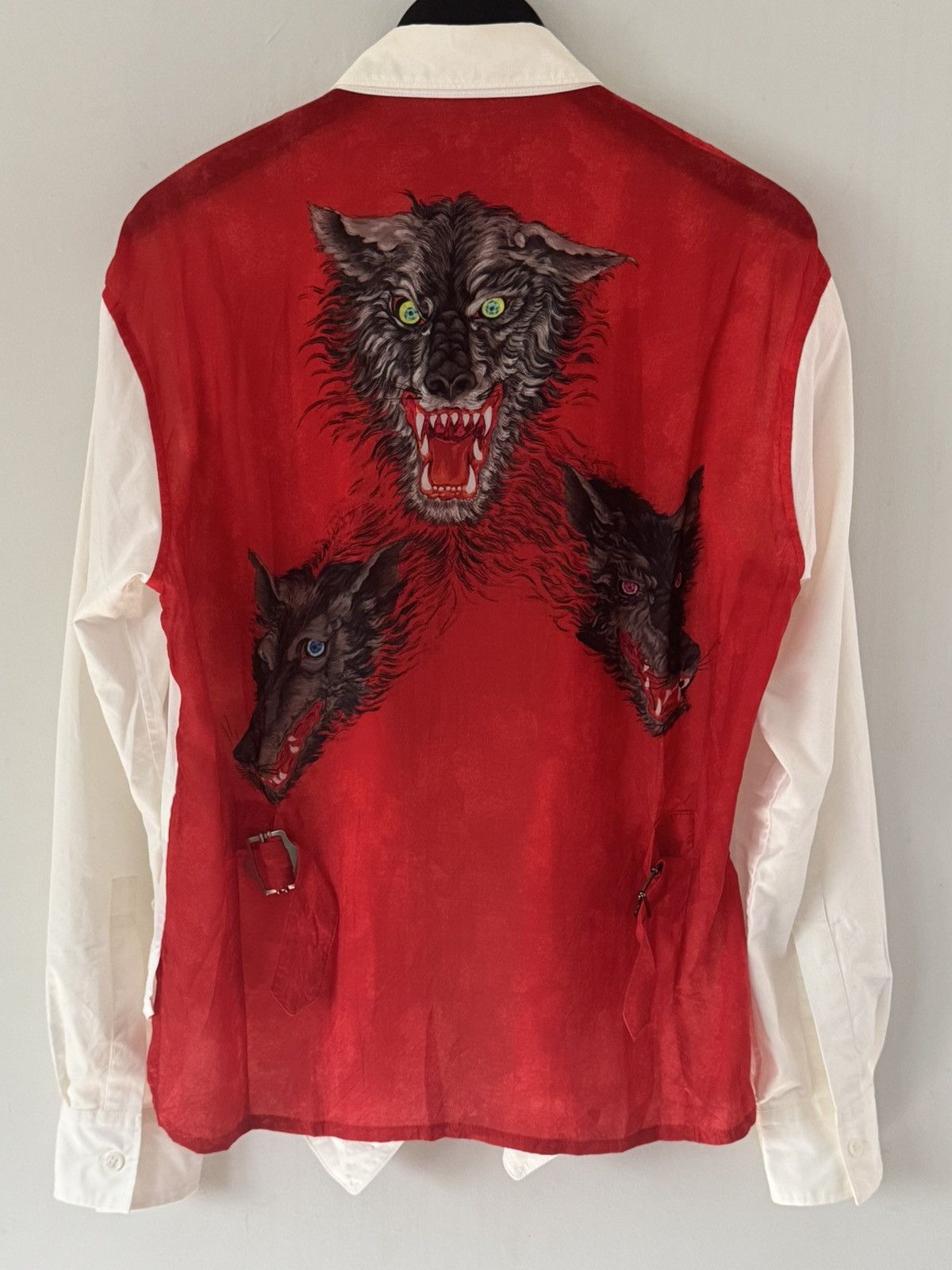 Yohji Yamamoto AW2009 Yohji Yamamoto Cerberus Wolf Red Silk Runway ButtonUp Size US L / EU 52-54 / 3 - 2 Thumbnail