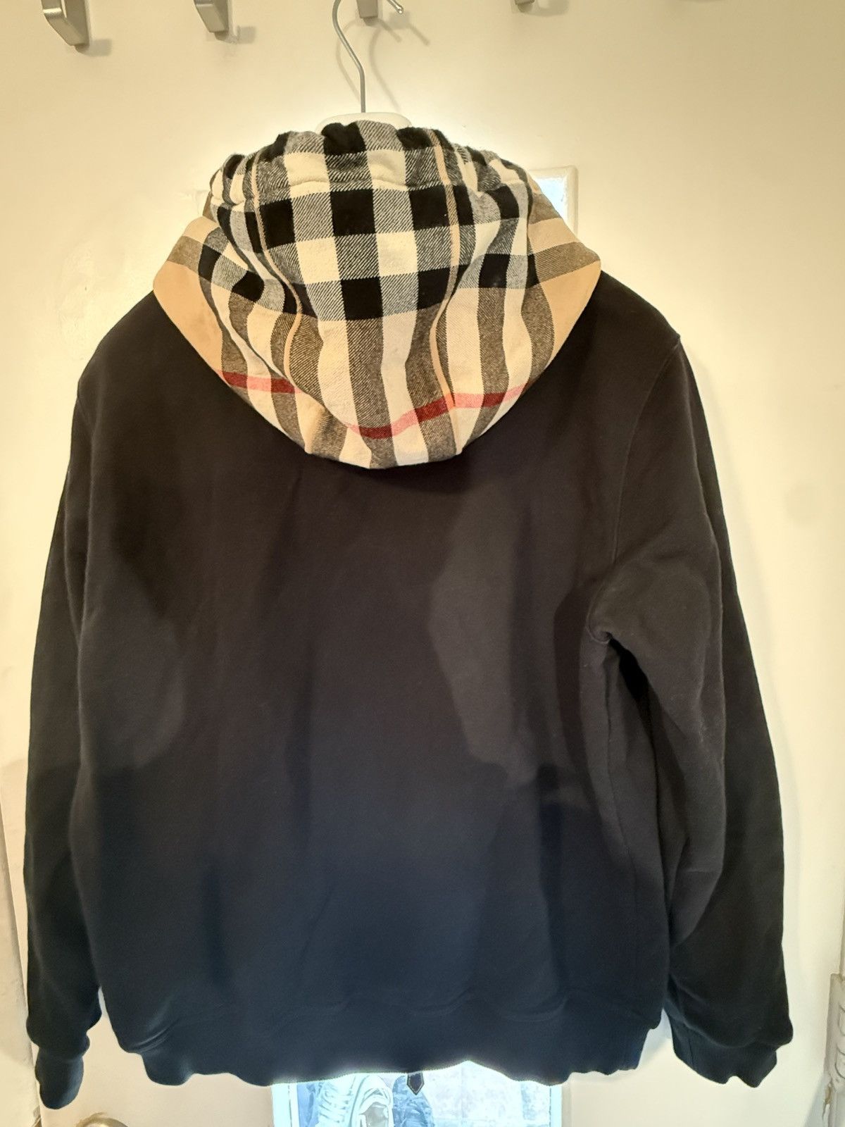 Burberry Burberry Black Check Hood Cotton Zip Hoodie Size US M / EU 48-50 / 2 - 2 Thumbnail