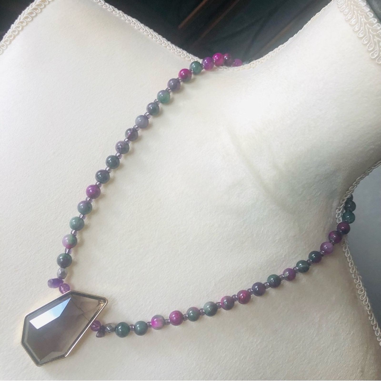 Handmade Handcrafted genuine ruby in zoisite topaz pendant necklace Size ONE SIZE - 1 Thumbnail