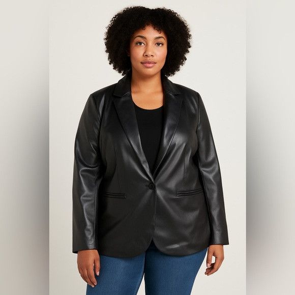 Other A New Day Black Faux Leather Blazer Women’s Size XL Size XL / US 12-14 / IT 48-50 - 1 Thumbnail