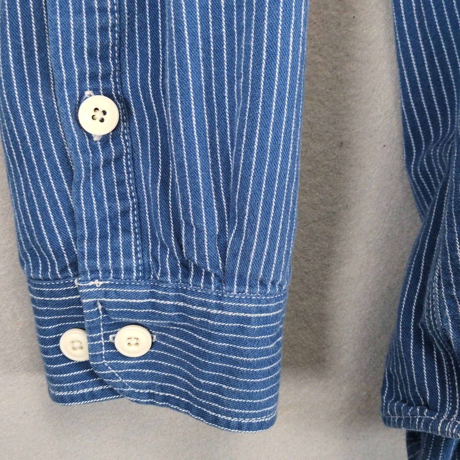 Duluth Trading Company Duluth Trading Men's 2XL Cotton Blue Striped Button Up Shirt Size US XXL / EU 58 / 5 - 4 Thumbnail