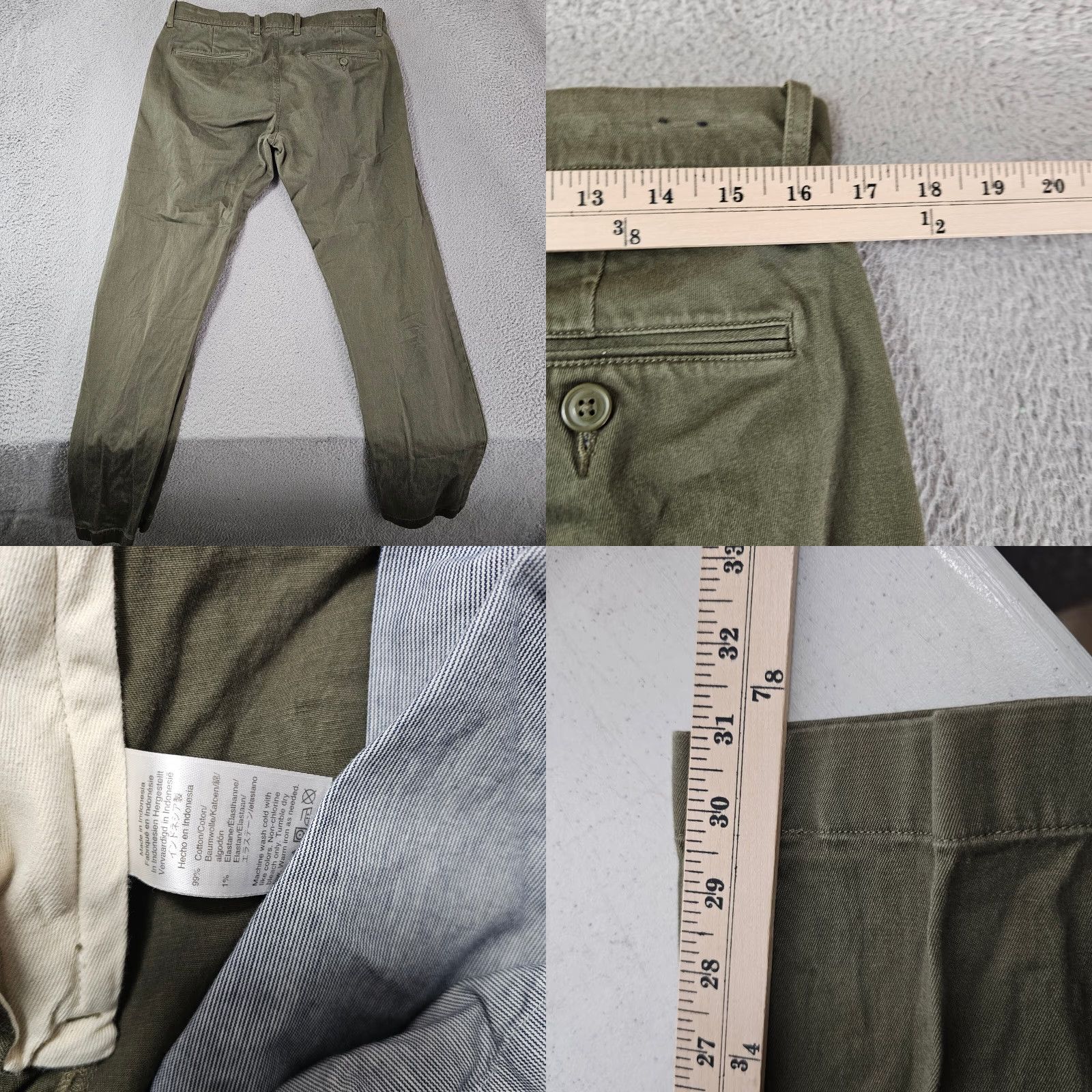 J.Crew J.CREW 484 Slim Straight Stretch Chino Pants Mens 32x32 Green Cotton Blend Front Flat Closure Button Zip Casual Preppy 32 Regular Men’s Green Pants Size US 32 / EU 48 - 8 Thumbnail