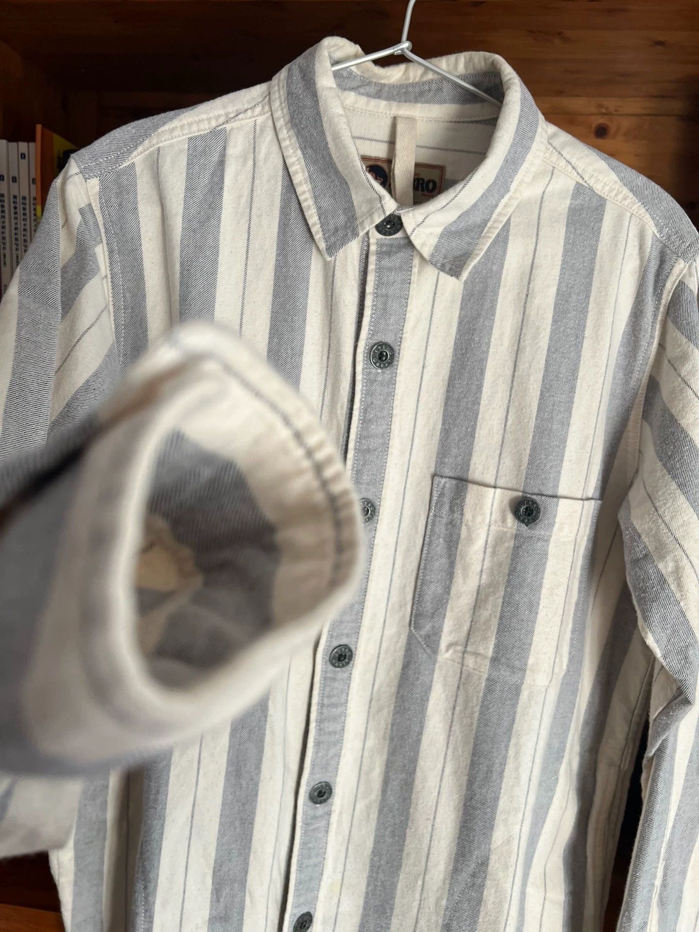 Nigel Cabourn Nigel Cabourn Snap Blue/White Stripe Shirt Jacket 46 S-M Size US S / EU 44-46 / 1 - 4 Thumbnail
