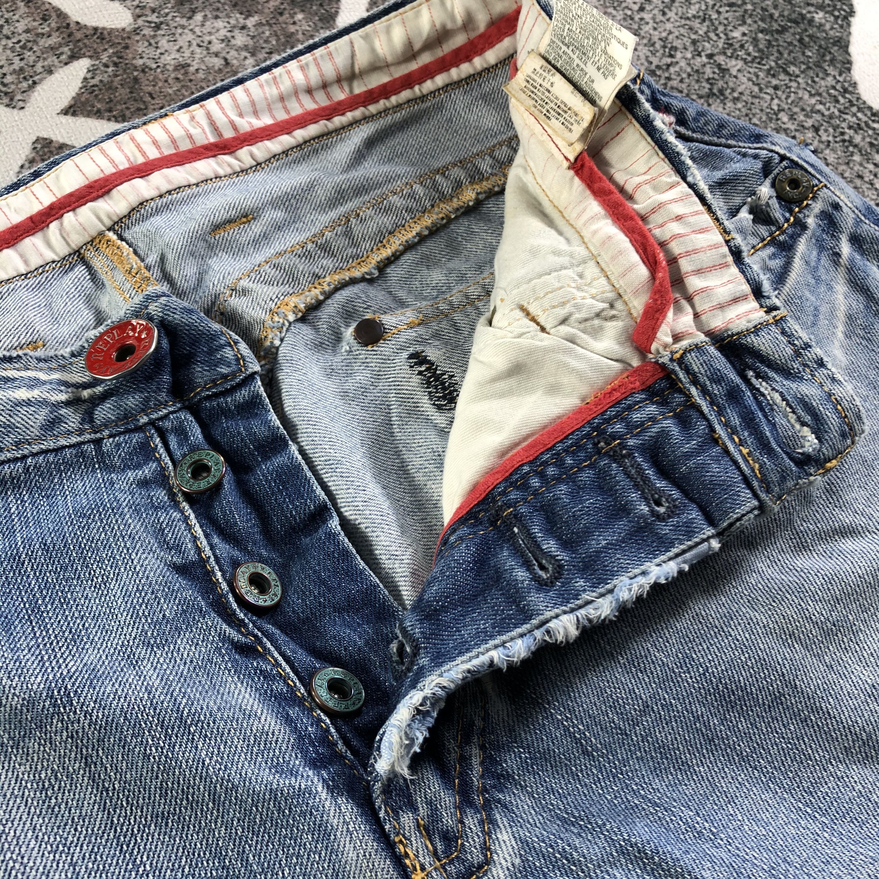 Replay Replay Jeans Ripped Faded Blue Denim KJ2489 Size US 29 - 8 Thumbnail