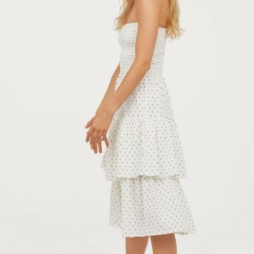 H&M Strapless Flounced Polka Dot Dress in White size US 12 NWT Size XL / US 12-14 / IT 48-50 - 3 Thumbnail