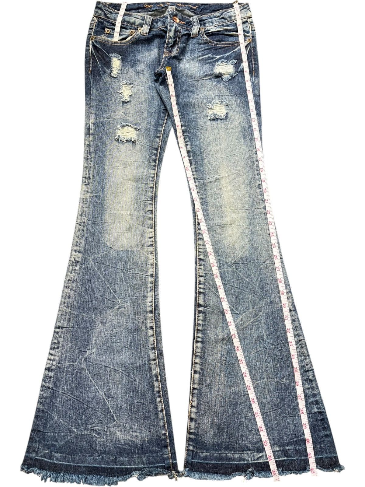 Hysteric Glamour Vintage Japanese Brand Distress Low Rise Flare Jeans Size 30" / US 8 / IT 44 - 7 Thumbnail