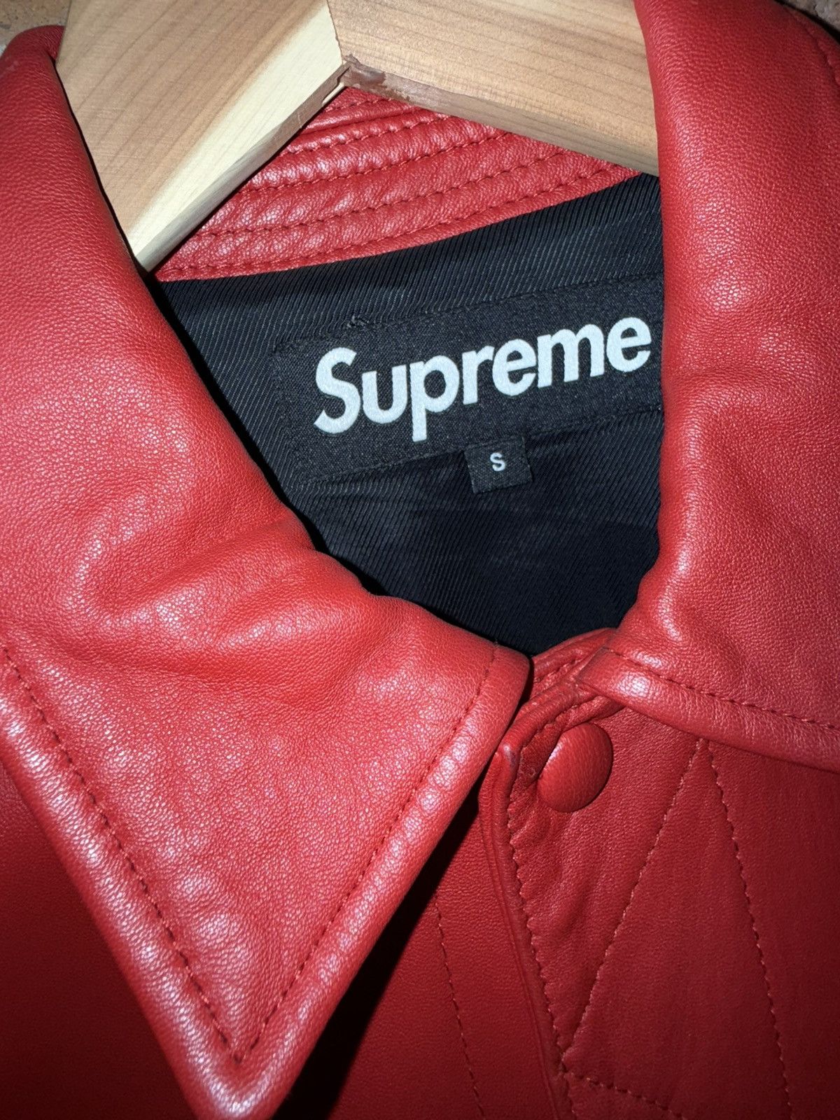 Supreme Supreme Red Leather Trucker Jacket Size US S / EU 44-46 / 1 - 3 Thumbnail