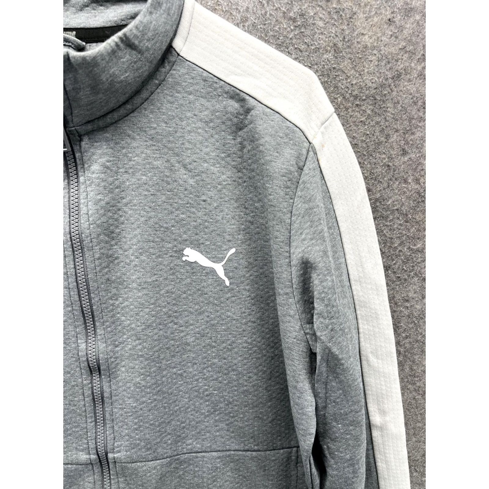 Puma Puma Fleece Jacket Mens M Gray White Full Zip Stand Collar Athletic Track Jacket Mens Regular Fit Short Sleeve: N/A Size US M / EU 48-50 / 2 - 6 Thumbnail