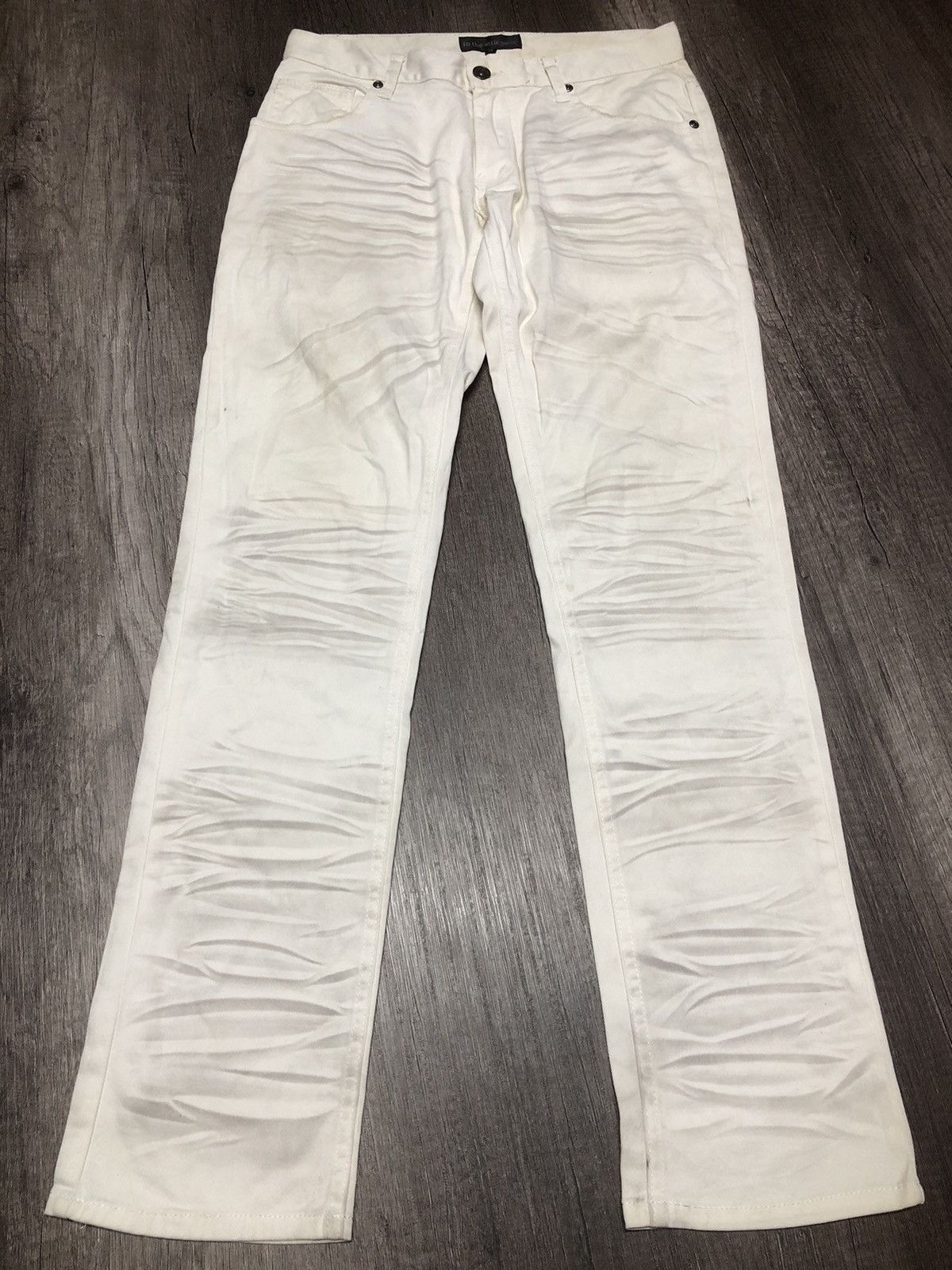 In The Attic × Japanese Brand In The Attic Homme White Slim Fit Distressed Jeans Size US 29 - 8 Thumbnail