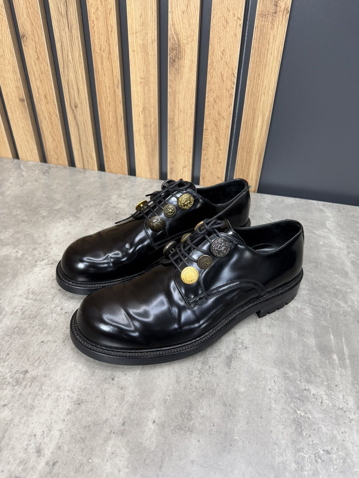 Dolce & Gabbana Dolce & Gabbana Black Leather Derby Shoes Size 9 Size US 10 / EU 43 - 16 Thumbnail