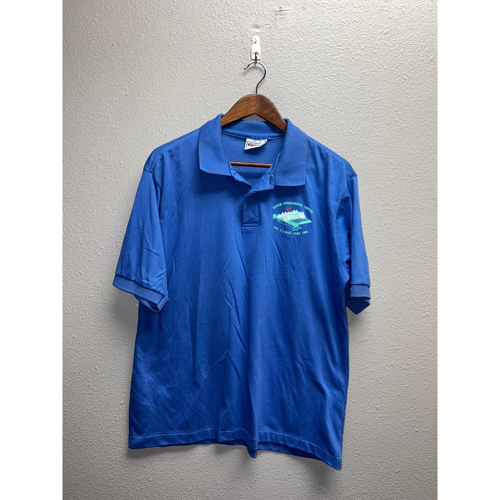Hanes Vintage DIA Shirt Denver International Airport Polo Large Size US L / EU 52-54 / 3 - 1 Thumbnail